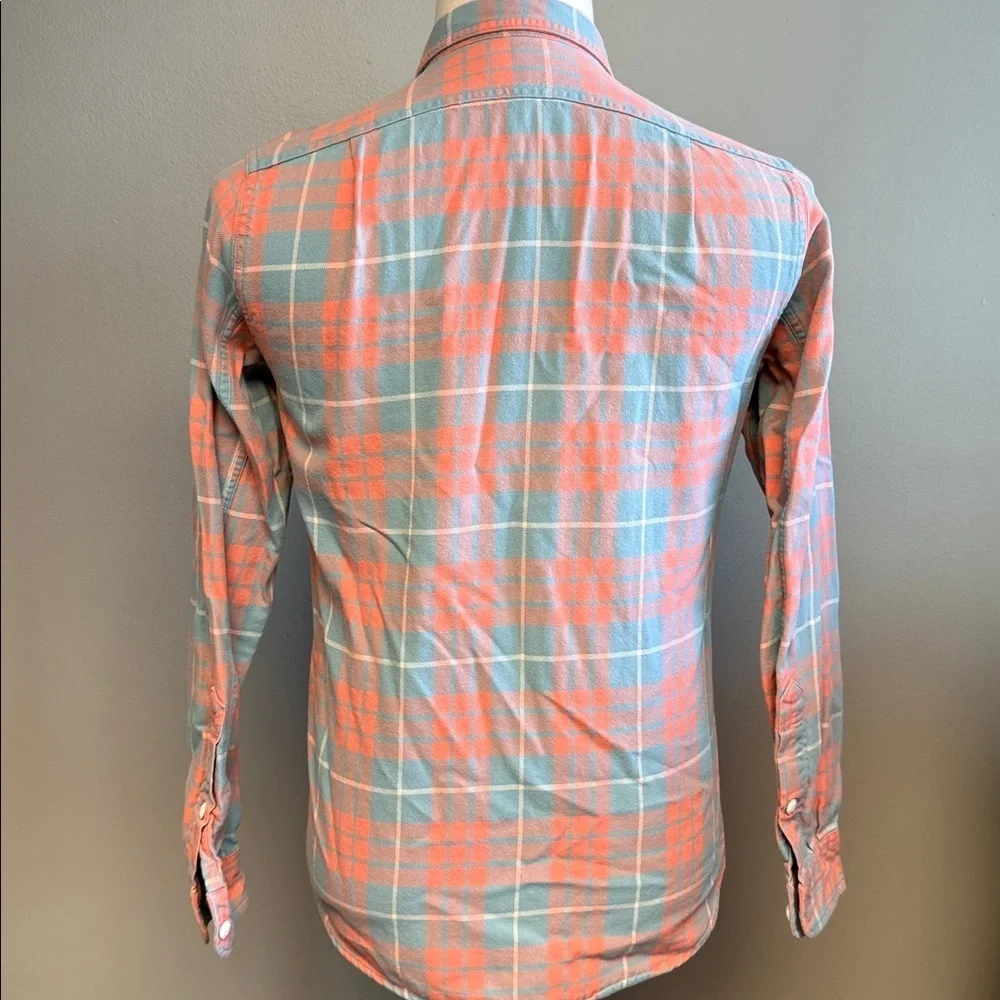 J.Crew Sporting Goods Plaid Button Shirt XS Orange Blue Cotton